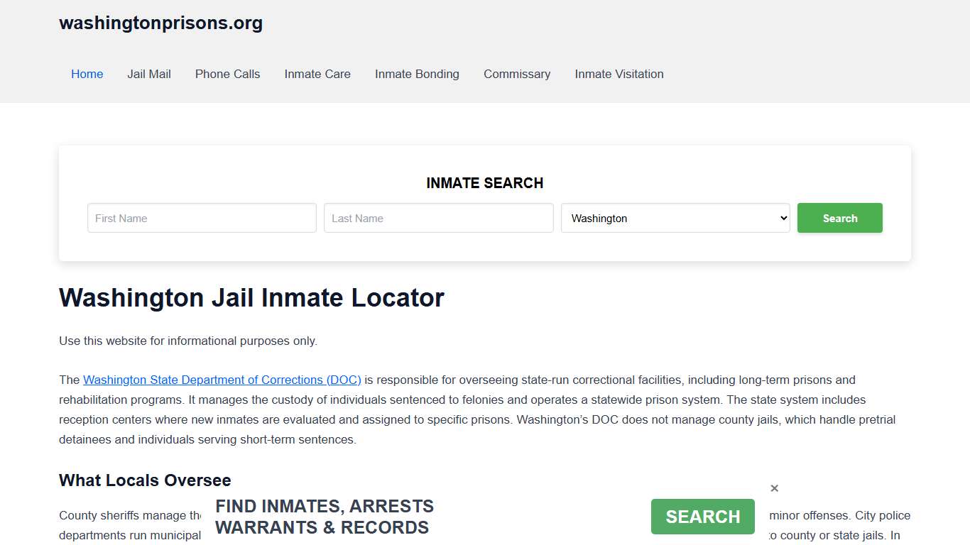 Washington Jail Inmate Search - WA DOC Prison Locator