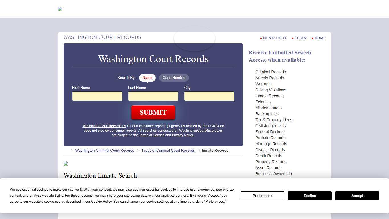 Washington Inmate Search | WashingtonCourtRecords.us